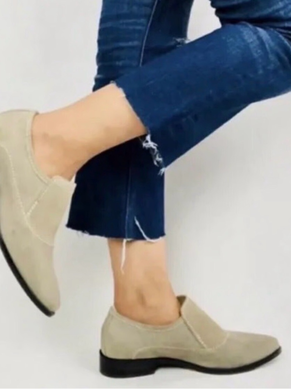 Free People Women's Beige Suede Ankle Booties
